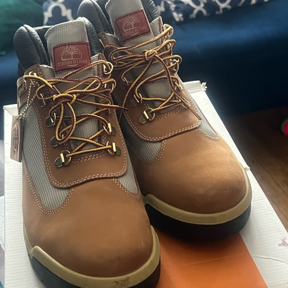 Timberland Black and Tan Leather Boots